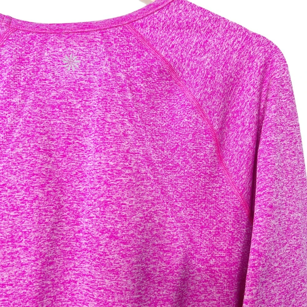 Athleta Momentum Long Sleeve Pink Heather‎ Space Dye Ruched Top Womens Size L
